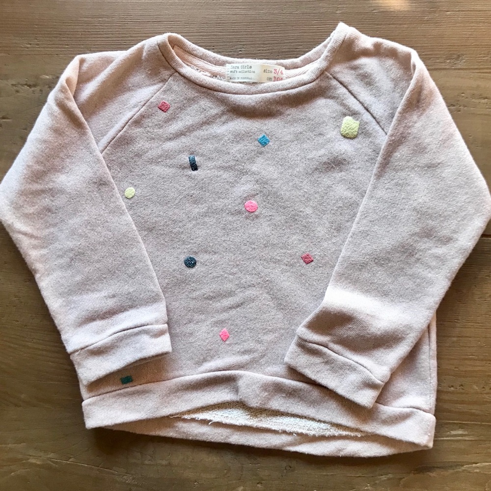 Zara pink girls confetti sparkle glitter top 3/4